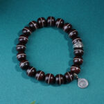 Silver Rosewood Strings Nine Palace Gossip Silver Carving Pieces Disc Literature Play Wooden Bracelet Beads-2