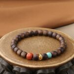 Incense Nanhong Green Pine Strings Women's Models of Single Circle Niche Literature Play Simple Barrel Beads Bracelet Men's-4