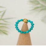 Turquoise ring Tibetan niche 925 silver round beads transfer beads disc play finger ring millet beads hand jewellery-3