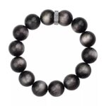 Obsidian Strings Buddha Beads Silver Obsidian Men's Niche Transfer Beads Civic Play Disc Playing Beads Bracelet