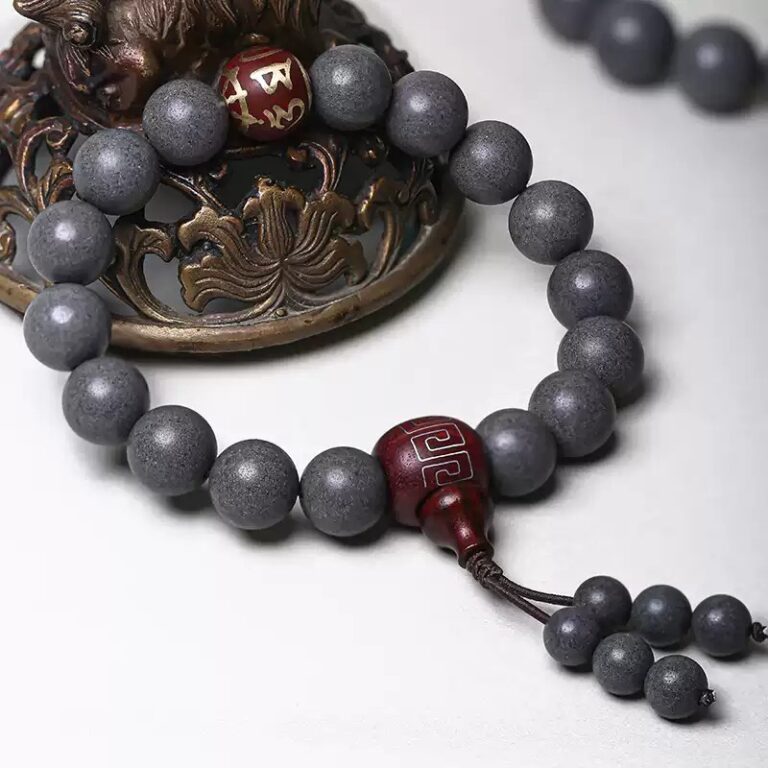 Six Character Truth Incense Grey Buddha Bead String Men's Literary Handheld Rosary Bead String Women's Bracelet-4