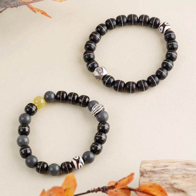 Silver Coconut Three Eyes Dzi Beads Beeswax String Bracelet Men's and Women's Models Spacer Buddha Beads Play Bracelet-3