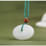 Golden Jade Peace Buckle Pendant Women's Jade Lanyard Necklace Couple Pendant Jade Pendant Pendant for Men-4