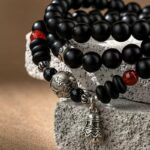 Three-eyed Dzi Bead Strings Black Onyx Buddha Beads Bracelet Playing Disc Playing Handheld Rosary Male Models-4