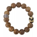 Incense Wood Strings Buddha Beads Tiger Teeth Brave Six Words of Truth Incense Grey Rosary Obsidian Men's Bracelet