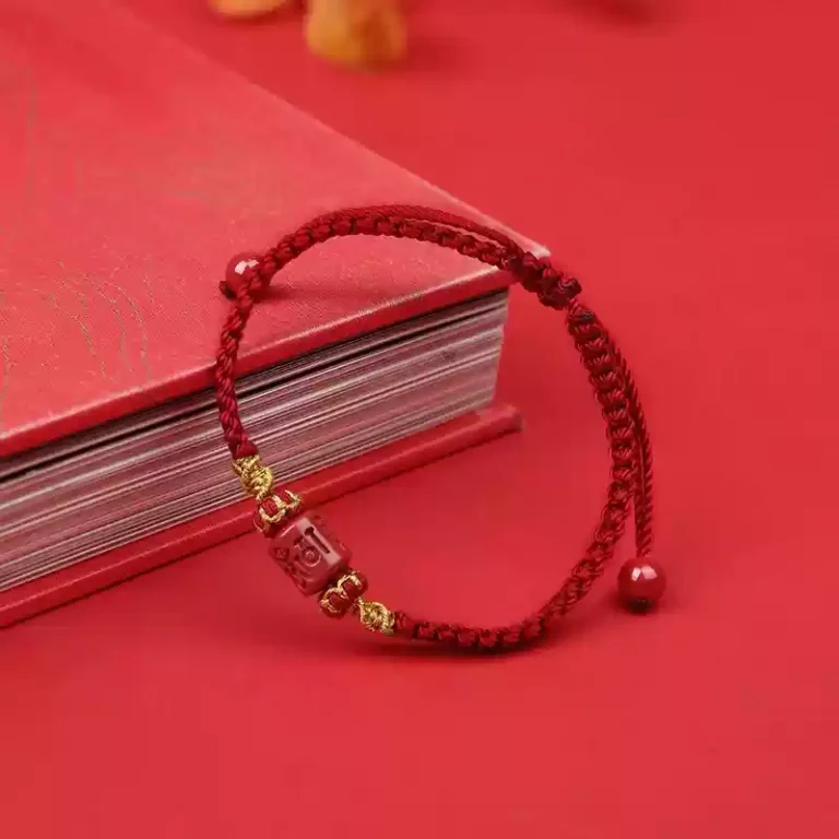 Cinnabar string six words of truth bracelet women's Lunar New Year dragon transit beads zodiac couple red rope-2