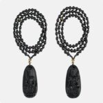 Obsidian Buddha Necklace Men and Women Models Six Words of Truth Transfer Beads Zodiac This Year Pendant Pendant-3