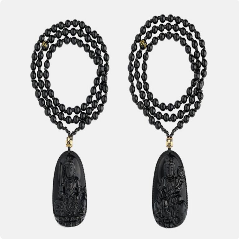 Obsidian Buddha Necklace Men and Women Models Six Words of Truth Transfer Beads Zodiac This Year Pendant Pendant-3