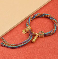 Tibetan Braided Hand Rope Six Character Truth of the Year Hand-woven Cotton Thread Ethnic Style Bracelets for Men and Women-1