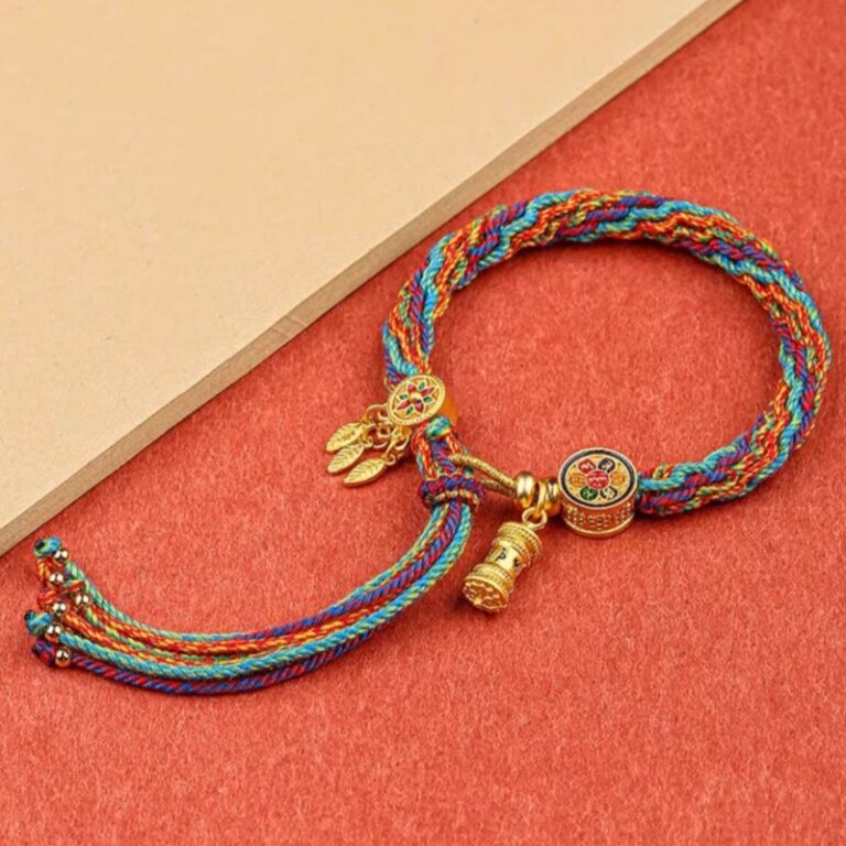 Tibetan Braided Hand Rope Six Character Truth of the Year Hand-woven Cotton Thread Ethnic Style Bracelets for Men and Women-1