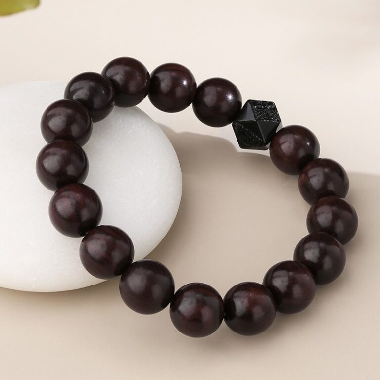 Rosewood Obsidian Eight-Pronged Beads Strings Nanhong Cinnabar Transit Beads Bracelet Wooden Plaything-2