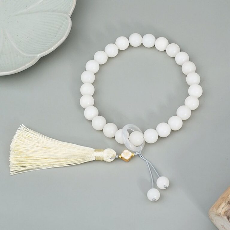 White Jade Bodhi String Tassel Handheld Rosary Buddha Beads 925 Silver Lucite Running Ring Bodhi Root Beads-5