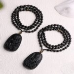 Obsidian Buddha Necklace Men and Women Models Six Words of Truth Transfer Beads Zodiac This Year Pendant Pendant-4