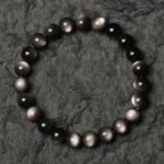 Natural Black Obsidian Silver Obsidian Bracelet Female Transit Beads Cat's Eye Stone Bracelet Male Beaded Couple Bracelet-5