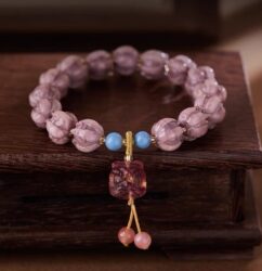 Twilight Mountain Purple Bracelet Ice Clear White Glaze Lotus Bracelet Waking Lion Rouge Snow BFF Buddha Bead Bracelet-1