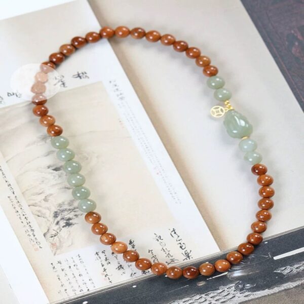 Natural Hetian Jade Ethnic Style New Chinese Style Kooky String Men and Women Transfer Beads Pixi Bravery Inviting Wealth Dao Wood Notes String-3