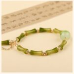 Green Jade Jiejie Master String Upper Shore Peace Good Luck Inviting Peach Blossom National Style Hand String Chain-5