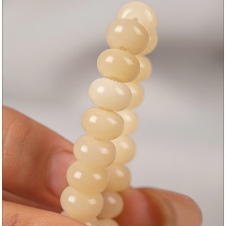 Creamy Yellow Jade Bodhi Root String Men's and Women's Bracelets Buddha Beads Manju Bodhi Abacus Beads Double Circle Manju Lotus Roots-5