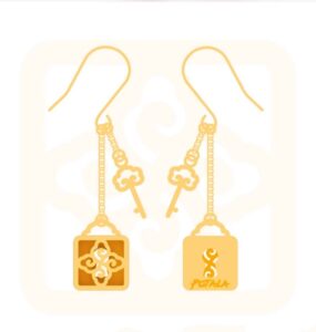 Ruyi lock earrings 999 gold pendant foot gold birthday gift for girlfriend earrings gift-4