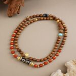 Old sandalwood three-eyed dzi pendant agate transfer beads Buddha beads for men and women to play with the bracelet to send mother-4