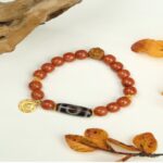 Chuan Material Nanhong One Eye Dzi Old Sandalwood Single Circle String Women's Bead Bracelet-4