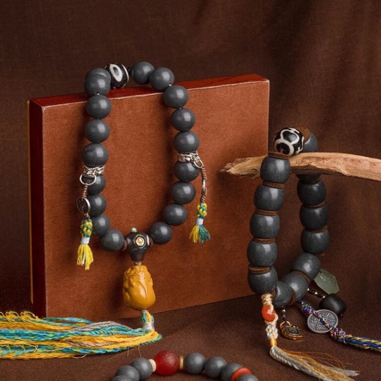 Tiger Tooth Dzi Bead Incense Grey Buddha Bead String Tibetan Handheld Rosary Men and Women Literature Disc Play Bracelet-4