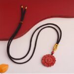 Cinnabar pendant auspicious eight treasures zodiac simple Tibetan men and women models red necklace pendant-3