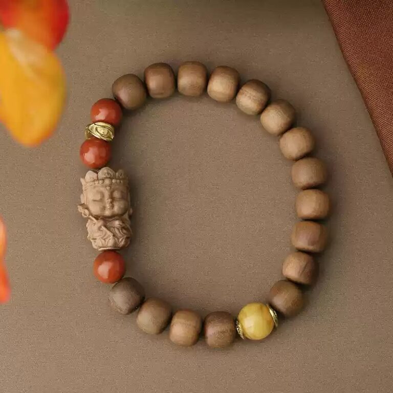 Old Mountain Sandalwood Carvings Strings Nanhong Beeswax Transfer Beads Buddha Beads Literature Play Men and Women's Models Bracelets-4