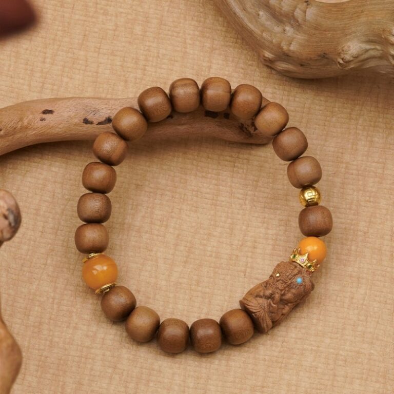 Old Sandalwood Strings Beeswax Round Beads Tibetan Bracelet Men and Women's Models Niche Design Wooden Disc Play Handles-1