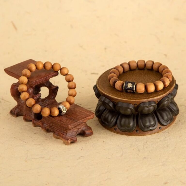 Old Sandalwood Barrel Bead Strings Literature Play Bracelet Men and Women Wooden Buddha Beads Rosary Bracelet-4