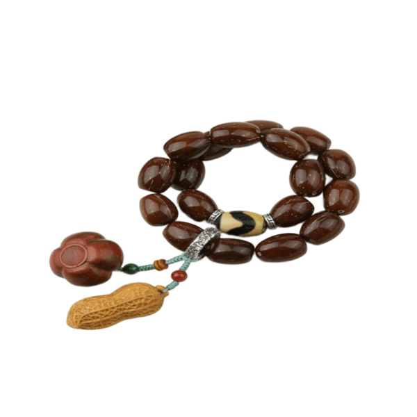 Purple and Gold Mouse Tiger Tooth Dzi Bead Handheld Agate Rosewood Wooden String Disc Play Literature Rosary-1