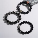 Obsidian Strings Buddha Beads Silver Obsidian Men's Niche Transfer Beads Civic Play Disc Playing Beads Bracelet-3