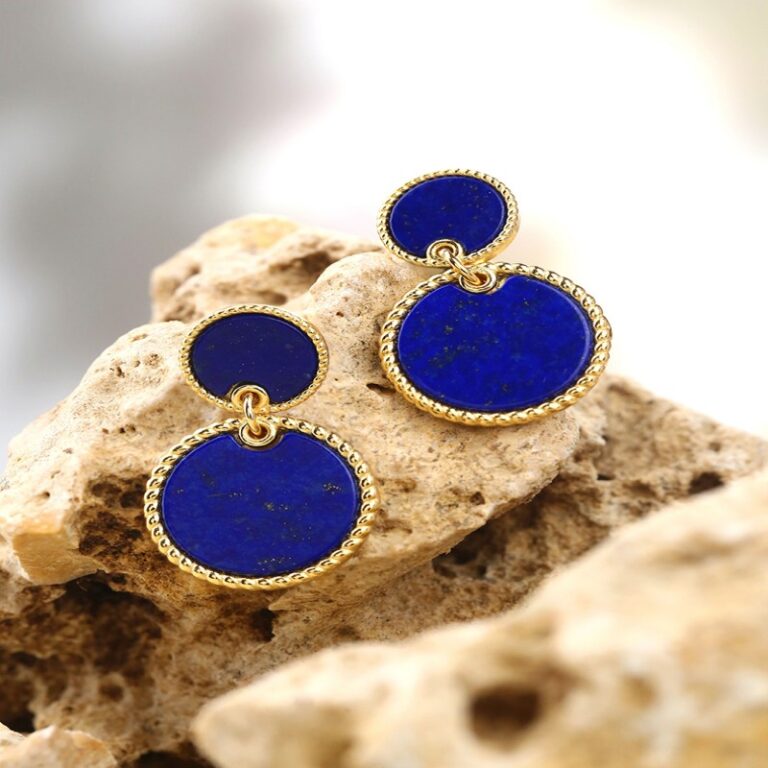 925 Silver Inlaid Lapis Lazuli Pendant Necklace Earrings Bracelet Jewellery Set Women's Original-5