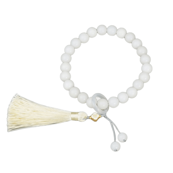 White Jade Bodhi String Tassel Handheld Rosary Buddha Beads 925 Silver Lucite Running Ring Bodhi Root Beads