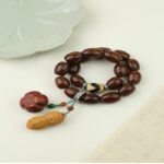 Purple and Gold Mouse Tiger Tooth Dzi Bead Handheld Agate Rosewood Wooden String Disc Play Literature Rosary-6