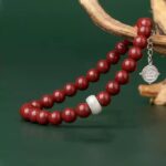 Cinnabar Strings for Men and Women Six Characters Pendant Lunar New Year Dragon Bracelet Forwarding Beads Silver Pendant-4