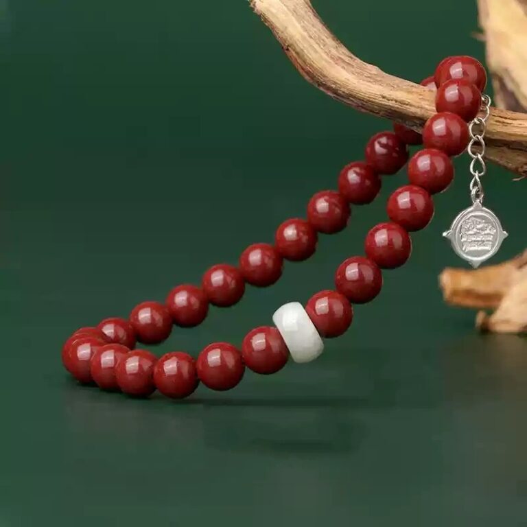 Cinnabar Strings for Men and Women Six Characters Pendant Lunar New Year Dragon Bracelet Forwarding Beads Silver Pendant-4