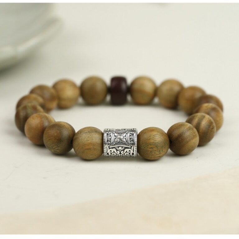 925 Silver Green Sandalwood Strings New Chinese Style Buddha Beads Rosary Beads Transfer Beads Play Disc Play Bracelets for Men and Women Models-4