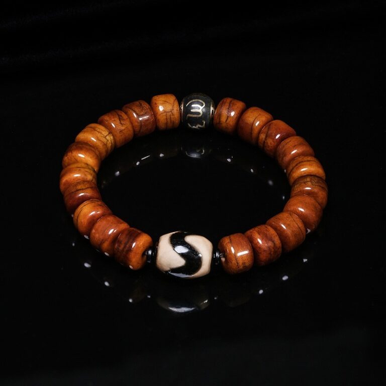 Ox Bone Nine Eyes Tibetan Dzi Bead Strings Lightning Tiger Tooth Fragrance Ash Rosary Buddha Bead Bracelets for Men and Women-2