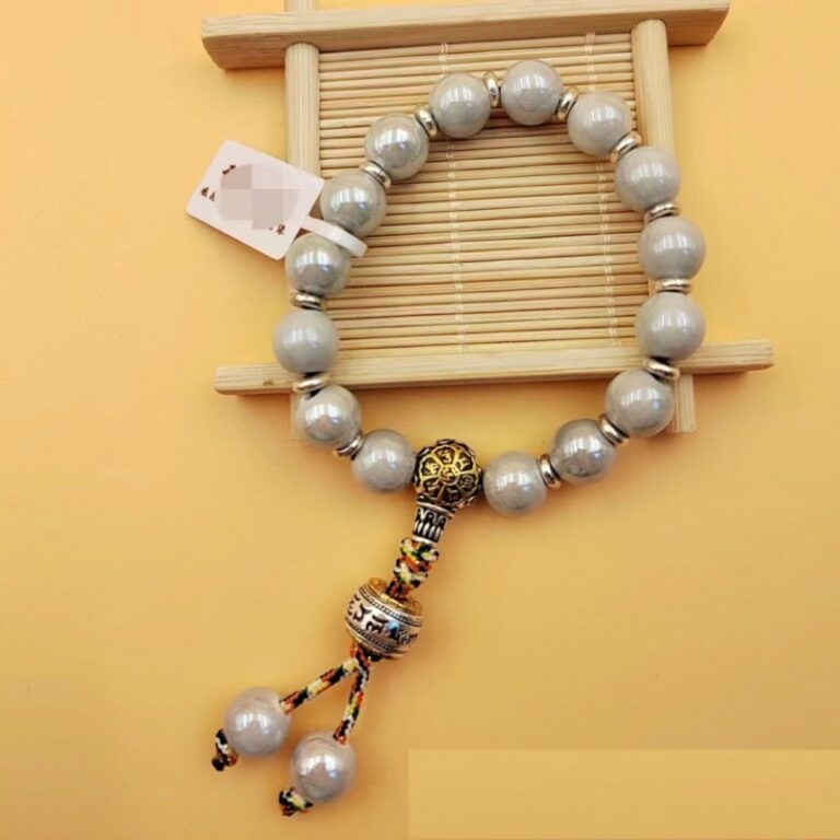 Green Ghost Tibetan Silver Strings Attract Wealth Bracelet Gold Jade Pumpkin Peace and Health to Attract Peach Blossom Buddha Beads Rosary Female-5