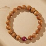 New Chinese Style Peachwood Strings Women's Buddhist Beads Peachwood Body Protector Bracelet Meditation Lotus String Cinnabar Transit Beads Men's-2