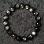 Natural Black Obsidian Silver Obsidian Bracelet Female Transit Beads Cat's Eye Stone Bracelet Male Beaded Couple Bracelet-6