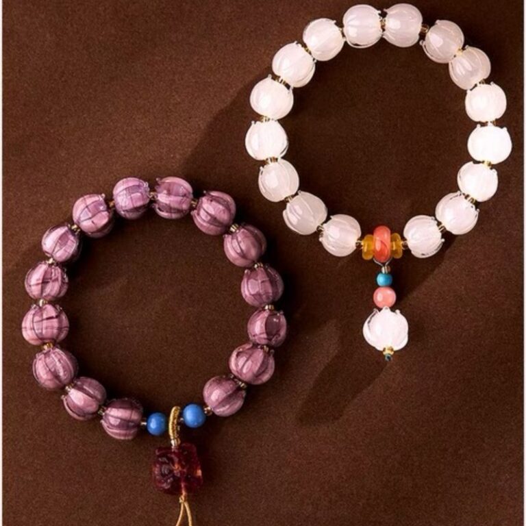 Twilight Mountain Purple Bracelet Ice Clear White Glaze Lotus Bracelet Waking Lion Rouge Snow BFF Buddha Bead Bracelet-6