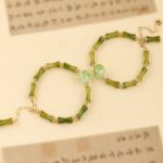 Green Jade Jiejie Master String Upper Shore Peace Good Luck Inviting Peach Blossom National Style Hand String Chain-6