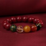 Cinnabar String Bracelet Official Flagship Shop Natural Female Genuine Original Ore Agate Transit Beads Men's Models Five Road God of Wealth-6