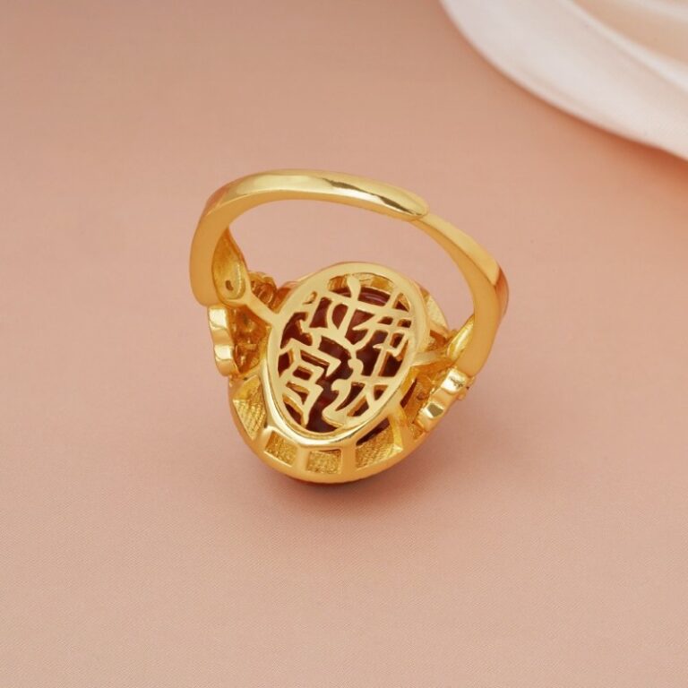 Nan Hong Ring Blessed Lotus Ruyi Pattern Tibetan Niche Design 925 Silver Bezel Mouth Adjustable Hand Jewellery-5