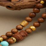 Old sandalwood three-eyed dzi pendant agate transfer beads Buddha beads for men and women to play with the bracelet to send mother-5