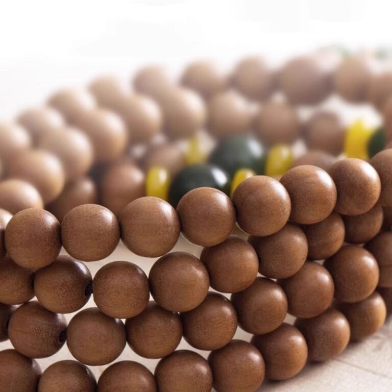 Old Mountain Sandalwood 108 Buddha Beads Rosary Beeswax Jasper Round Beads Male Peace Button Incense Wood Necklace Strings-5