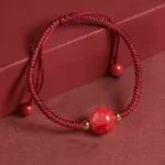 Cinnabar string six words of truth bracelet women's Lunar New Year dragon transit beads zodiac couple red rope-4