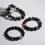 Obsidian Strings Buddha Beads Silver Obsidian Men's Niche Transfer Beads Civic Play Disc Playing Beads Bracelet-4